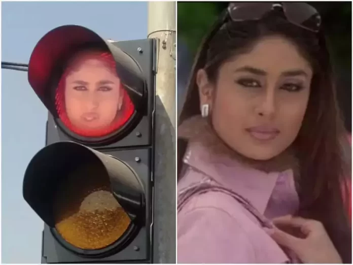 The Delhi Police uses Kareena Kapoor's poo to bring attention to people who run red lights; the actress reacts to the same.