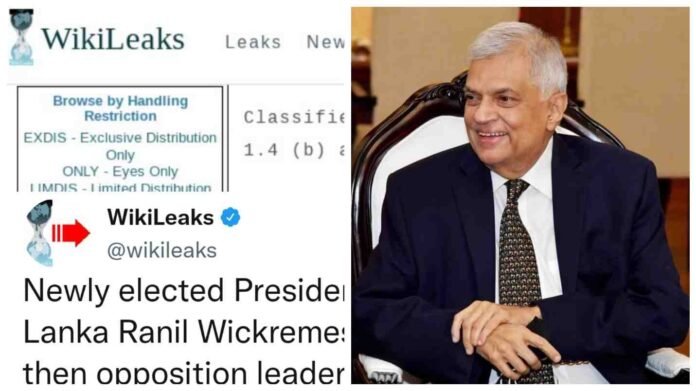 Wikileaks releases a 2007 document about Ranil Wickremesinghe